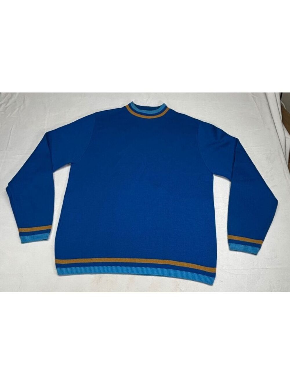 Puritan Blue Double Knit Striped Crewneck Sweater